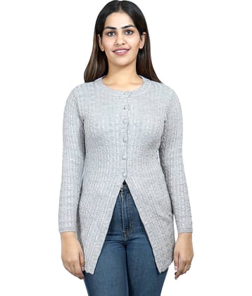 Ogarti Woollen Grey Buttoned Cardigans - Single