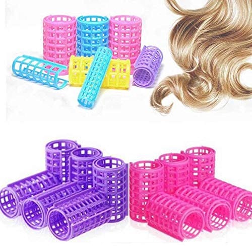 Glamezone 10 Plastic 25 mm Hairdressing Roller Curlers Clips for Girls & Women, (Multicolor)