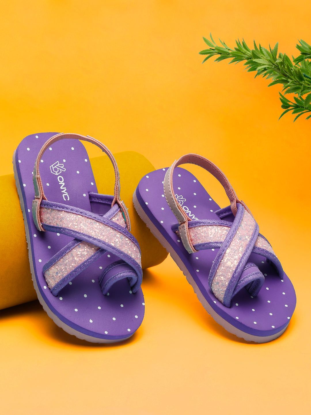 Premium Coco Sandals With Glitter Strap for Girls (Purple)