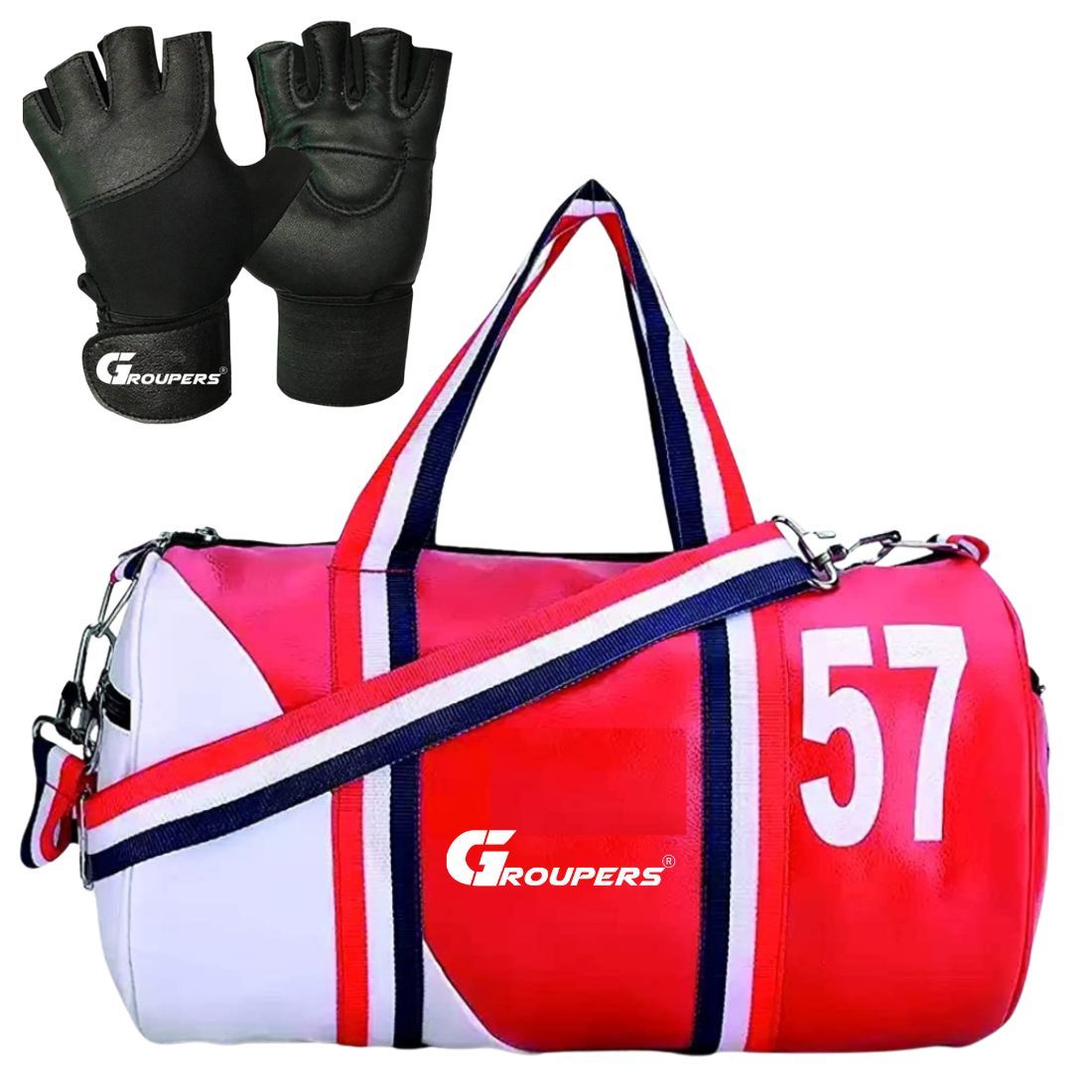 GROUPERS Duffle PU Leather Bag with Wrist BandlGym Bags