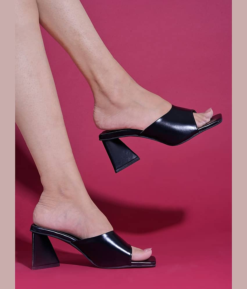 Shoetopia - Black Women's Slip On Heels