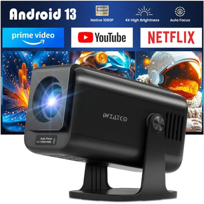 WZATCO Yuva Go Pro Fully Automatic Native 1080P Android 13.0 Smart Projector, Auto Focus, Auto 4D Keystone, 12000 Lumens, 4K HDR Support, Rotatable Design, WiFi 6 & BT, Screen Mirroring, ARC WZATCO Yuva Go Pro Fully Automatic Native 1080P Android 13.0 Sm