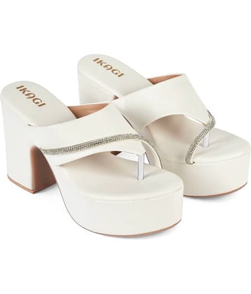 IKAGI White Women's Slip On Heels