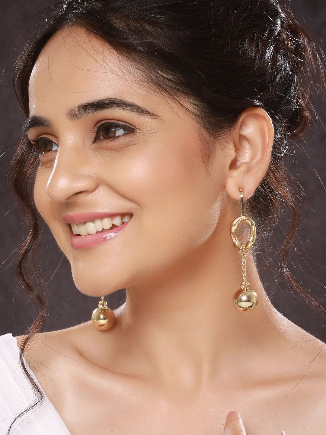 Anti-Tarnish Gold Plated Rope Ball Drop Earrings