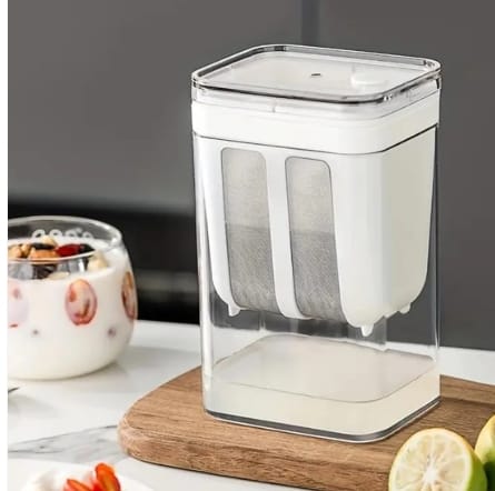 2 in 1 Yogurt Strainer with Storage Box  1100ml (Plastic + Steel)