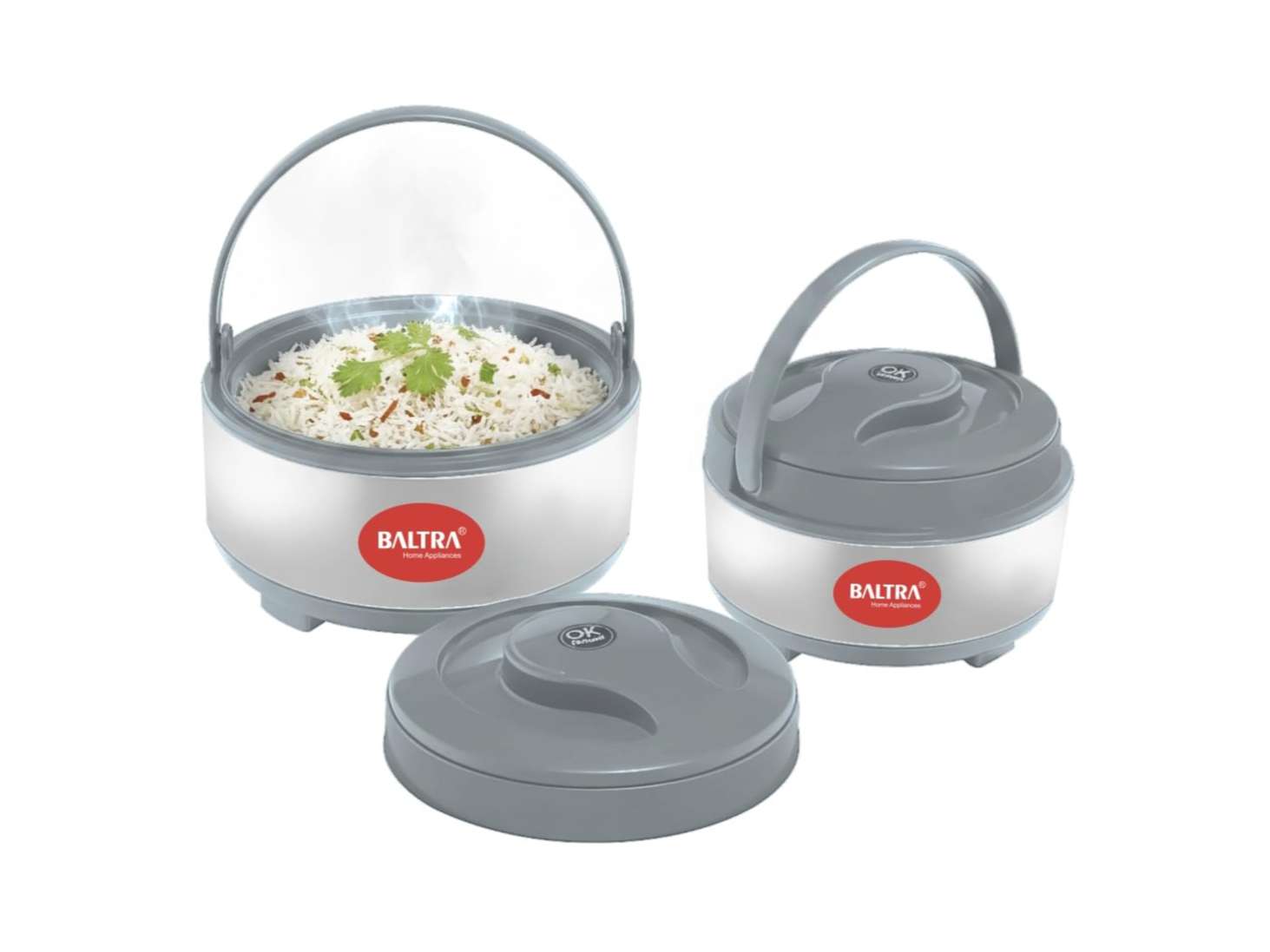 BALTRA Set of 2 Cheris Casserole Set with Lid (1000ml, 1500ml) Insulated Hot Pot