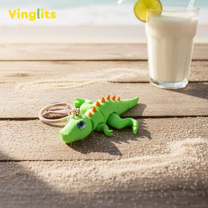 Vinglits Fantasy Shelf 3D Printed Keychains – Articulated Animal Toys, Pocket-Friendly Keyrings, Stress Relief Desk Toys for Kids & Adults, Collectible Accessories (Dinosaur- Crackle, Medium)