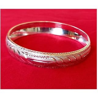 Silver Plated Silver Kada (Bracelet) For Men