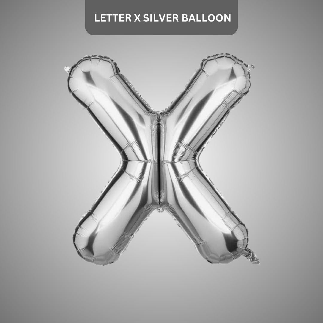 Silver Alphabet X Balloon 16"