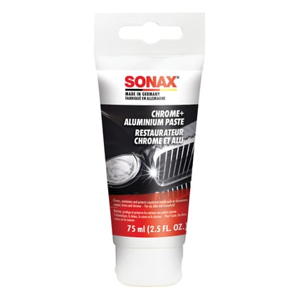 SONAX Chrome & Aluminum Polishing Paste 75ml | Rust Remover & Polisher for Aluminum, Copper, Brass, and Chrome | Restores Shine with Protective Film | Safe for Home Use