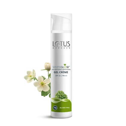 Lotus Herbals Gel Cream with SPF25 and PA+++ | Face Cream for Women & Men | Gives Radiant Skin In 7 Days | Gel+Crème Formula | Reduces Dark Spots | Non-Oily Hydration | Suits All Skin Types | 75g Lotus Herbals Gel Cream with SPF25 and PA+++ | Face Cream 