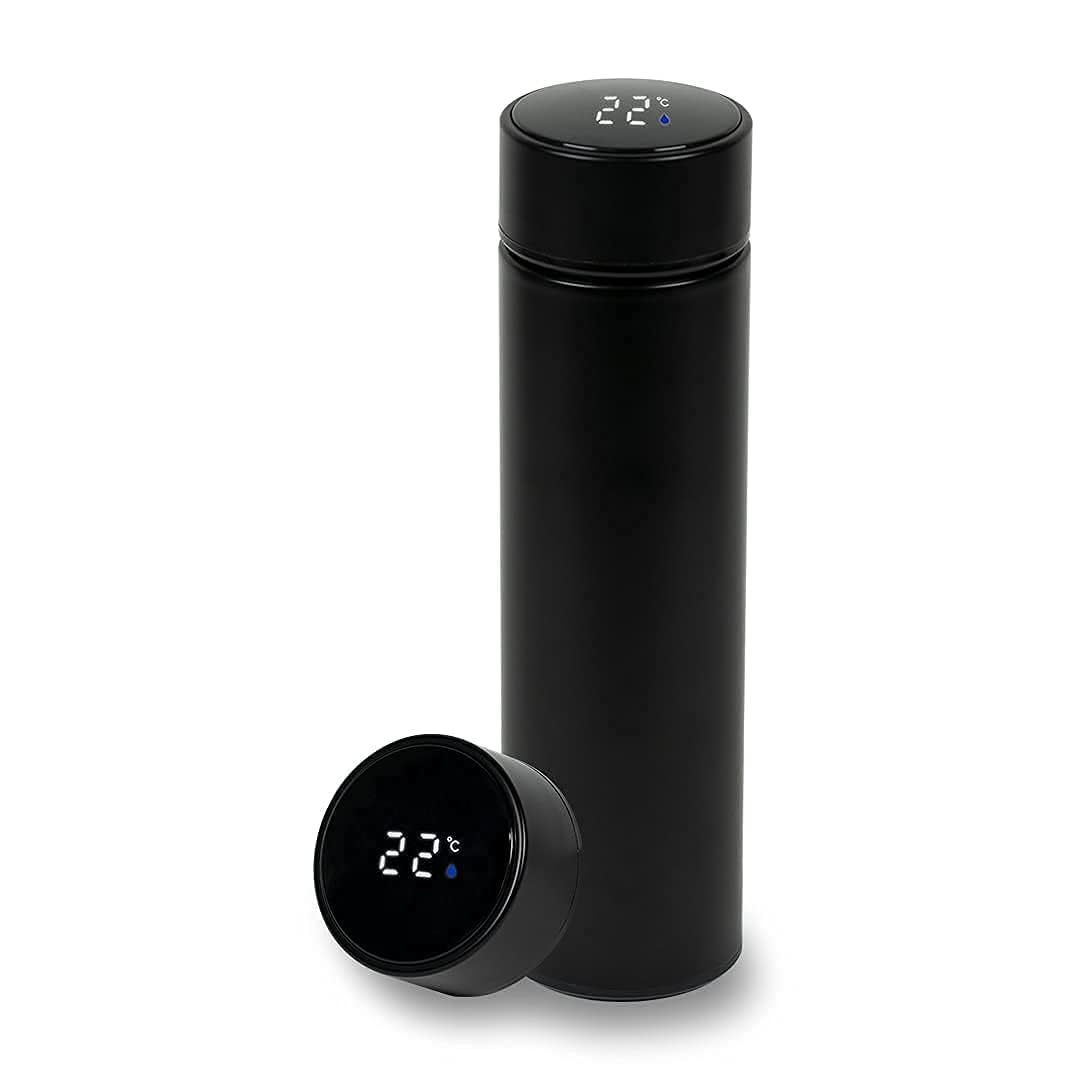 500ml Stainless Steel Smart Water Bottle with LED Temperature Display  Leak-Proof, Durable Vacuum Insulated Bottle for Hot & Cold Drinks (Black) (Pack of 5)