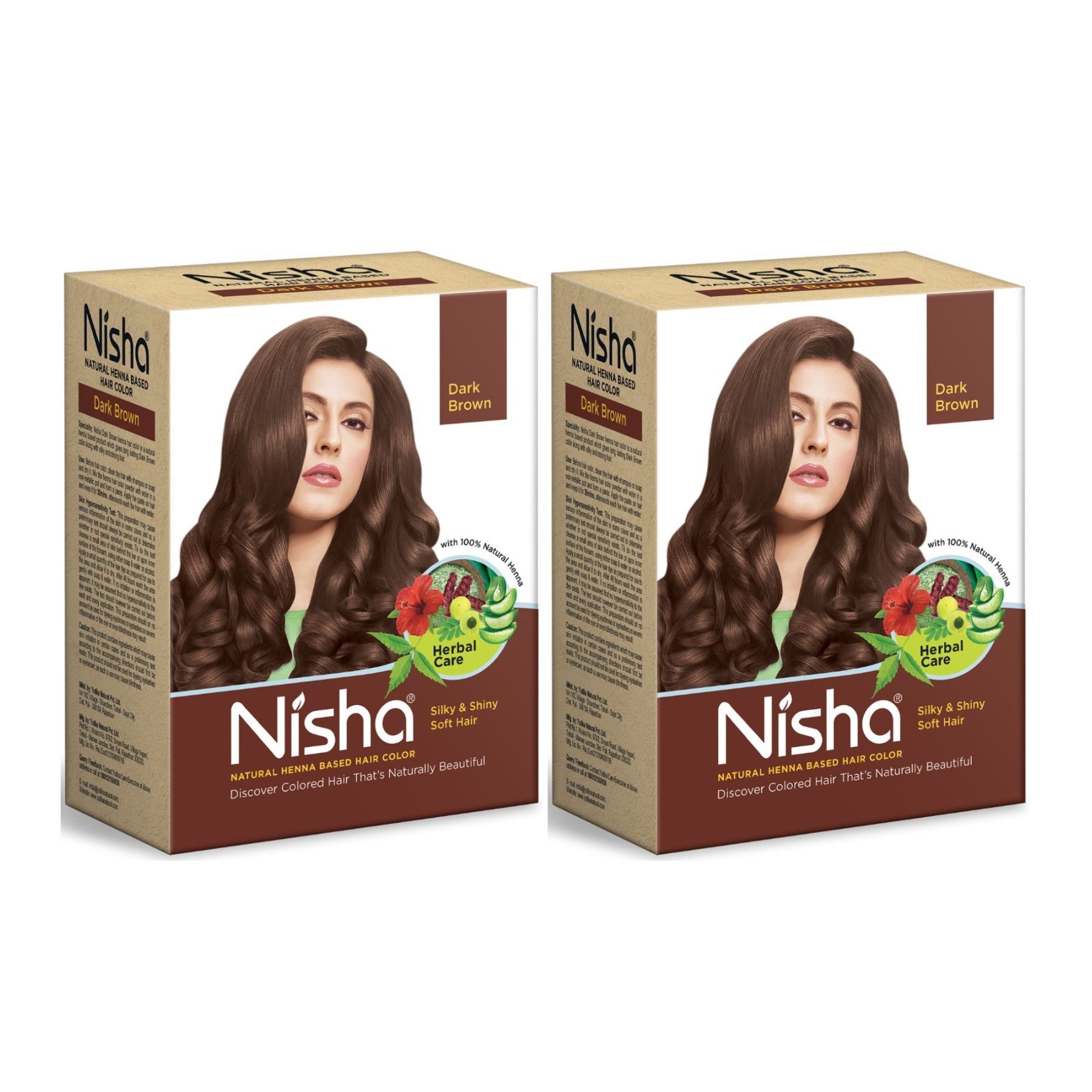 Nisha Henna Based Hair Color Dark Brown 60g Pack of 2, Henna Powder Hair Color Dye Brown Hair Colour