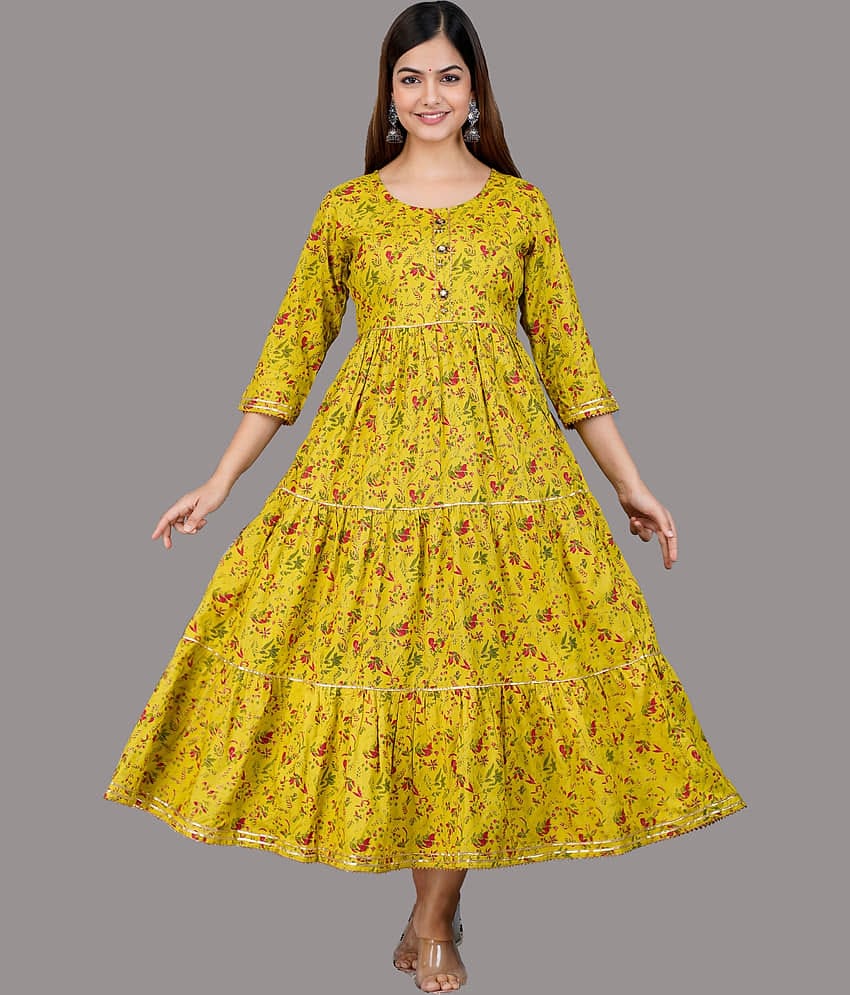 SIPET - Mustard Cotton Women's Anarkali Kurti ( Pack of 1 )
