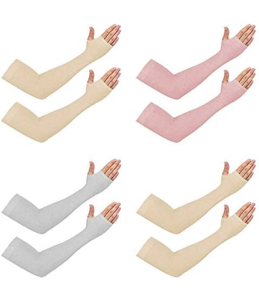 Mahek Accessories - Multicolor Self Design Riding Sleeves ( Set of 4 )