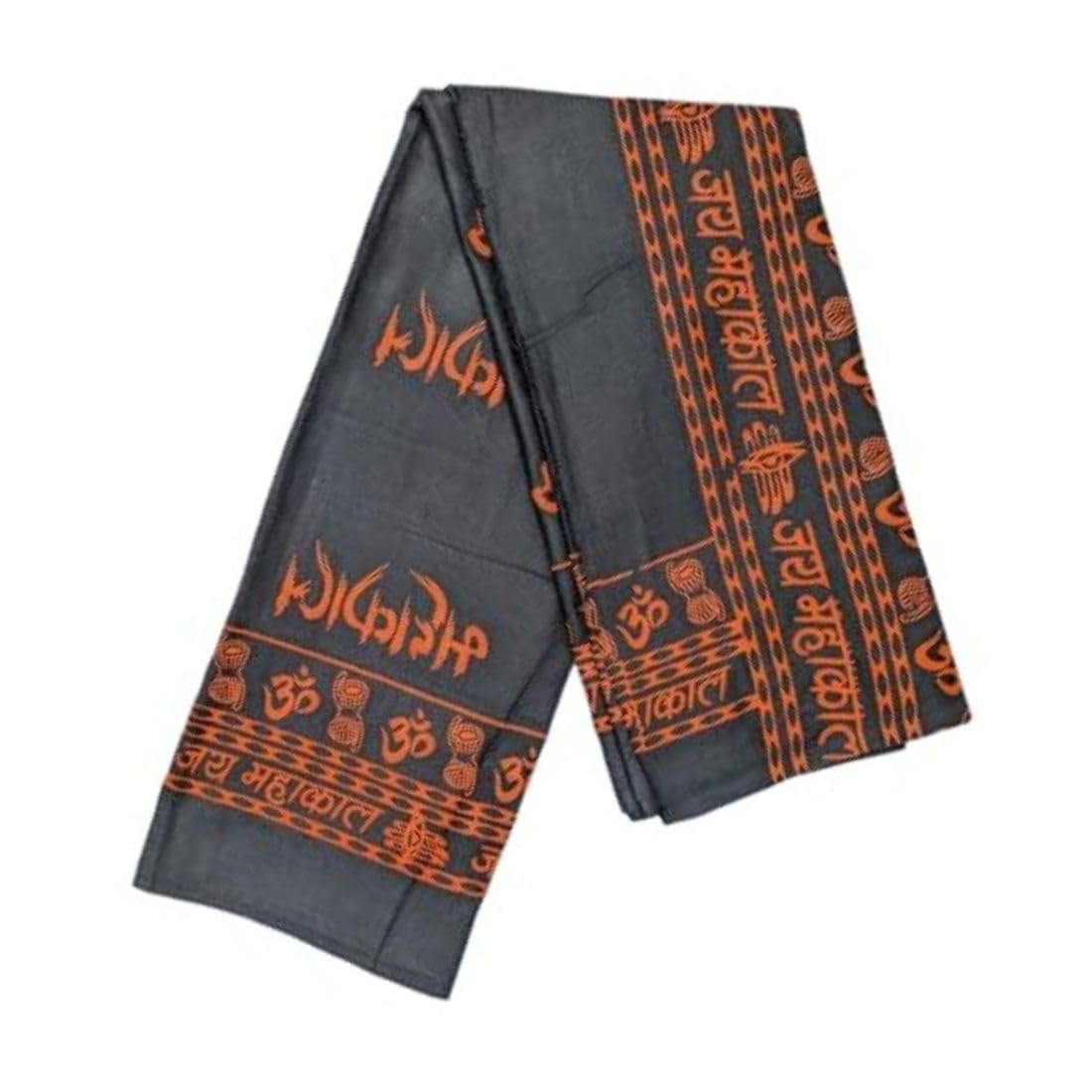 MAYAPURI Pure Cotton Mahakal Printed Religious Chadar, Cotton Stole or Adults Unisex Dupatta (Black, Pack of 1)