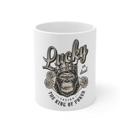 DARSHANS Ceramic Gorila Desing Printed Coffee Mug (Color: White, Capacity:330ml)
