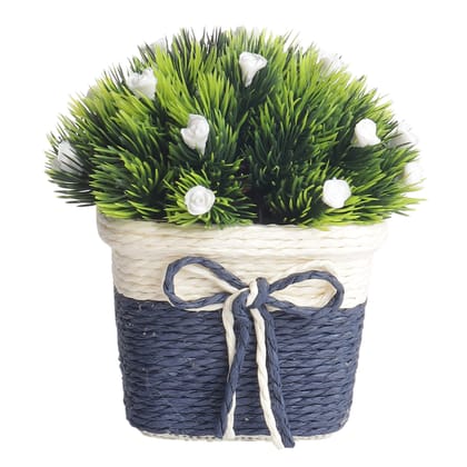 Foliyaj Artificial Plant with Bushy Green Leaves and Small White Flowers with Pot|Bonsai Tree|Artificial Flower|with Pot|Home Decor for Living Room Home Office Shop|House|Gift|Decoration Foliyaj Artificial Plant with Bushy Green Leaves and Small White Flowers with Pot|Bonsai Tree|Artificial Flower|with Pot|Home Decor for Living Room Home Office Shop|House|Gift|Decoration
