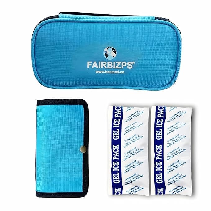 Insulin Cooling Travel Pouch for Diabetics with Two Ice Gel Packs - Sky Blue | Ice Pack for Insulin | Insulin Cooler Bag for Travel | Keep Insulin Safe and Cool for 6 to 8 Hours