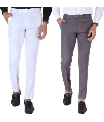 SREY - White Polycotton Slim - Fit Men's Trousers ( Pack of 2 )