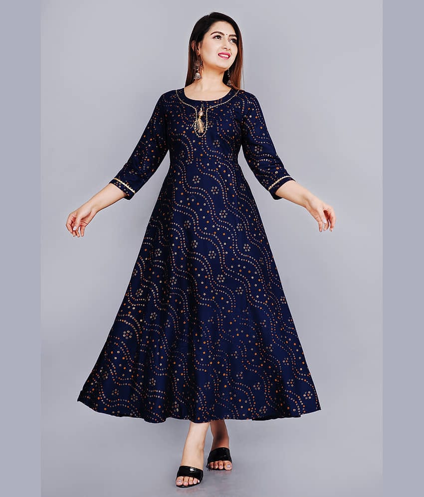 SIPET Rayon Printed Anarkali Women's Kurti - Wine ( Pack of 1 )