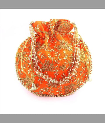 Apratim Orange Silk Potli