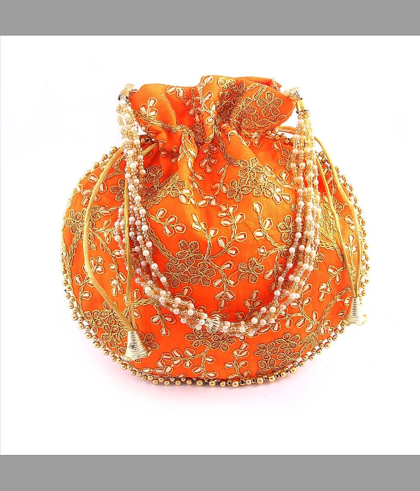 Apratim Orange Silk Potli