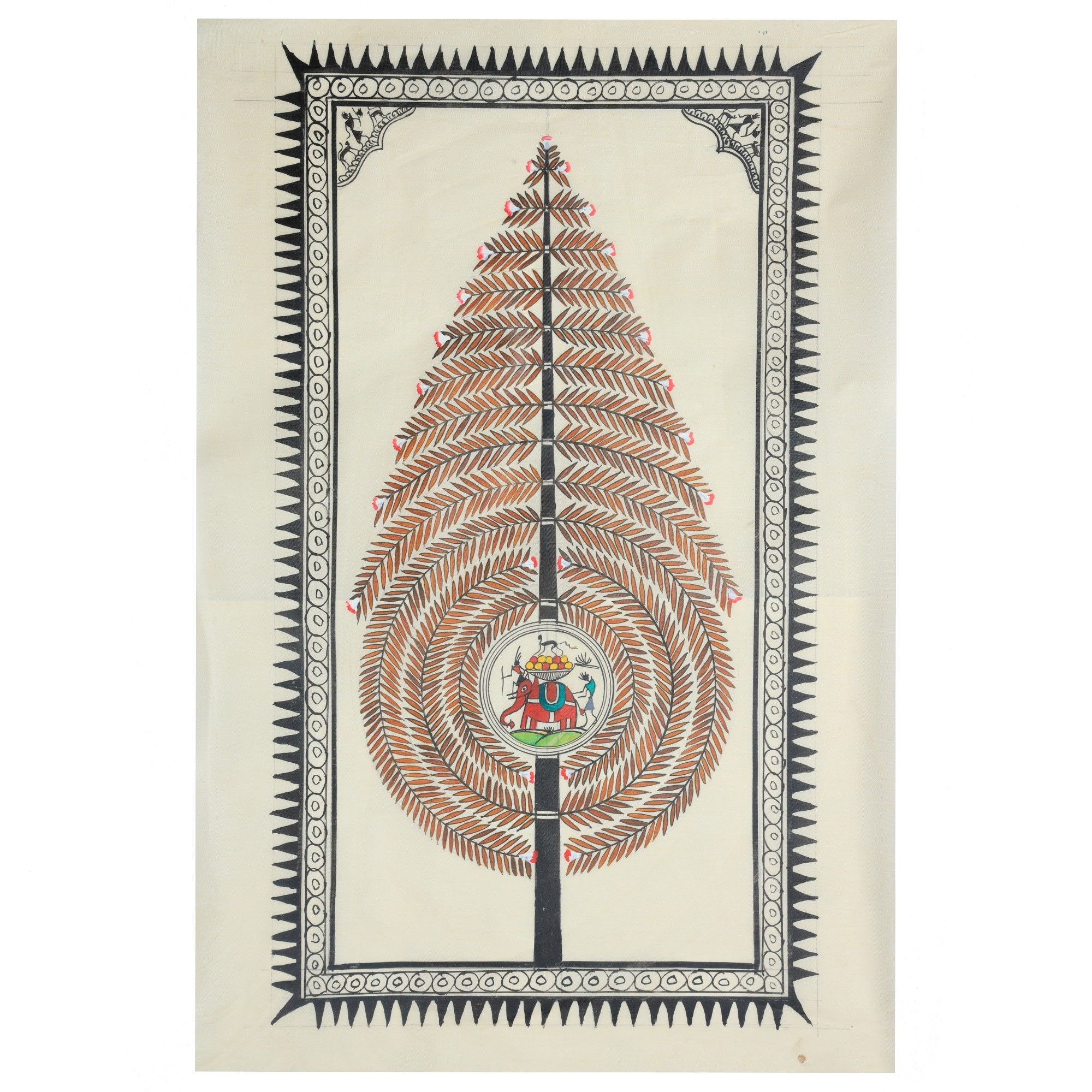 Authentic Classic Indian Traditional Unframed Hand Made Saura Painting (45.36X114.31)