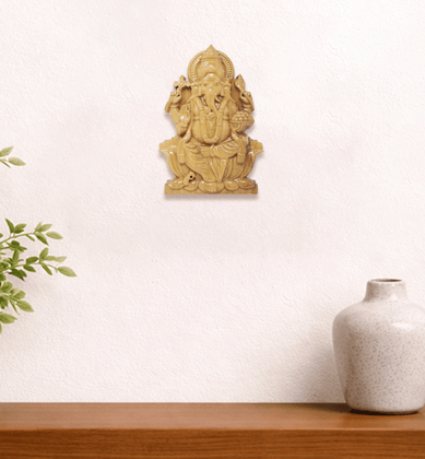 Hand-Carved Solid Teak Wood Lord Ganesha (medium ) Wall Hanging