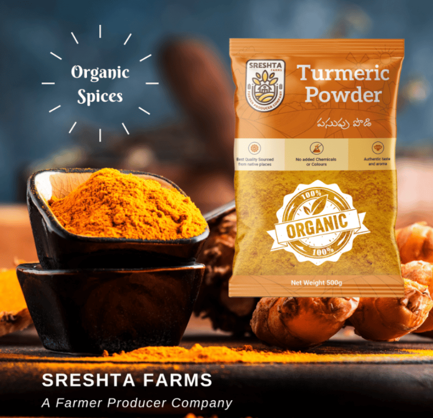 Sreshta Farms Organic Turmeric (Haldi) Powder