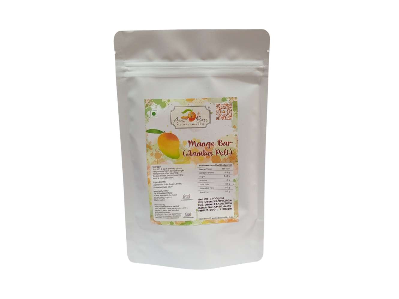 Aam Boss Mango Bar (200g) Amba Poli Khatta Meetha Aam Papad| Aam Papad| Mango Jelly
