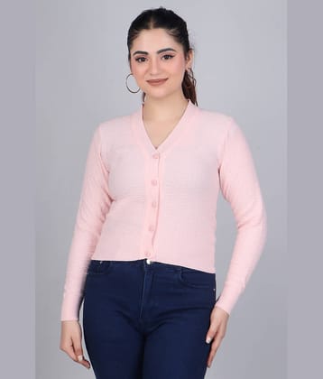 FEVERFEW Women Viscose Blend V-Neck Cardigan ( Pink )