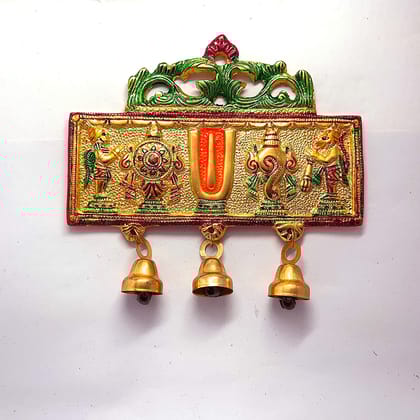 DreamKraft Wall Hanging Tirupati Balaji Symbol Shankh Chakra Tilak with Hanumanji and Garud Statue Gold Plating