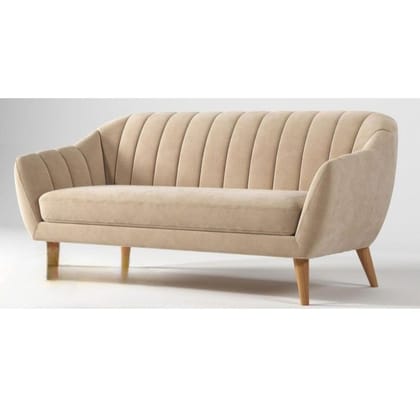 Modern Velvet Channel-Tufted Beige Sofa