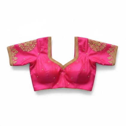 Pink Embroidered Silk-Blend Blouse