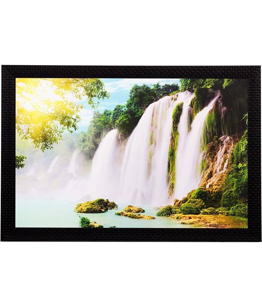 eCraftIndia Multicoloured Soothing Waterfall Matt Wall Art