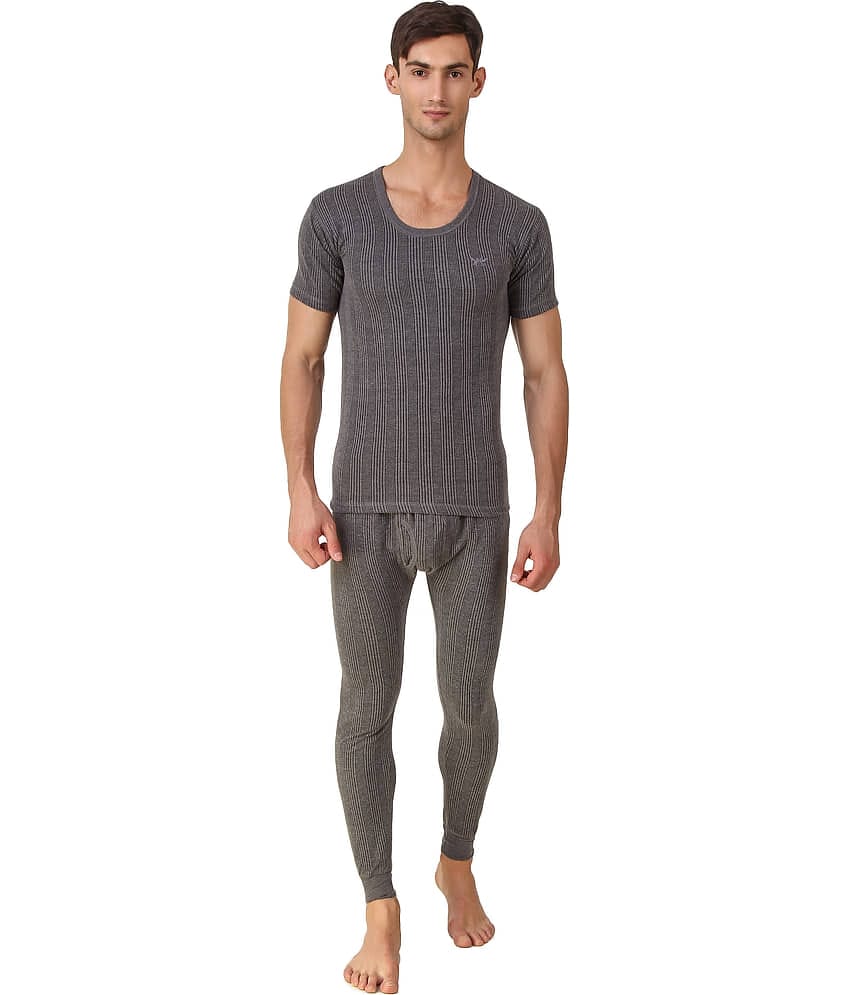 Hap Kings Pack of 1 Cotton Blend Thermal Sets For Men's ( Grey )