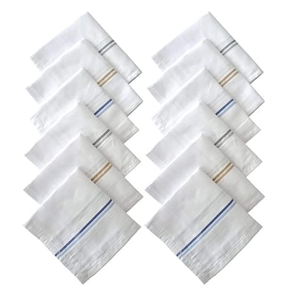 Cotton Handkerchiefs, Set of 24, Assorted Stripes, 45 x 45 cm