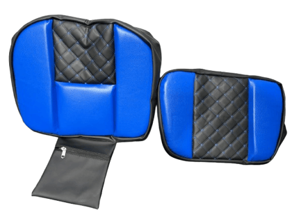 Malhotra ModifierPremium Quilted Tractor Seat Cover, Blue and Black Two-Tone, Universal Fit, Padded Design with Diamond Pattern
