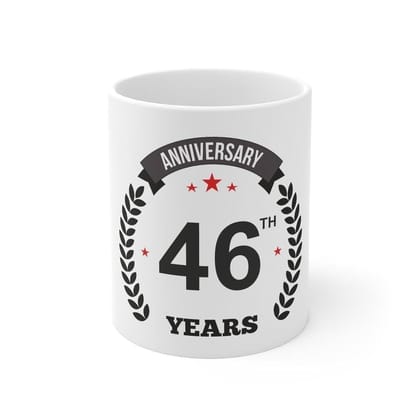 DARSHANS Ceramic 46th Anniversary Printed Coffee Mug (Color: White, Capacity:330ml)