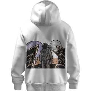 BULL CLOTHING Astronaut Monkey Space Graphic White Hoodie 60 Cotton 40 Poly 280 GSM Unisex Casual Sweatshirt (XL)