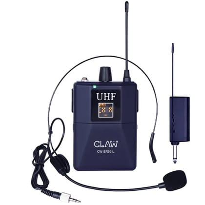 Claw CWSR50L - UHF Wireless Lavalier and Head Microphone with Bodypack Rechargeable Receiver