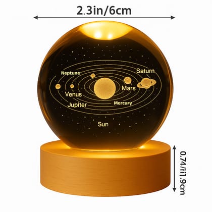 FLIXX 3D Crystal Ball Night Lamp | Warm LED Glow | USB Powered | Engraved K9 Crystal with Wooden Base | Romantic Gift for Bedroom, Home Dcor, Anniversary & Gifting FLIXX 3D Crystal Ball Night Lamp | Warm LED Glow | USB Powered | Engraved K9 Crystal with 