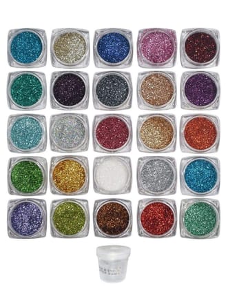 Elecsera Beauty Of Witness 25 multi shade Shimmer Glitter with Eye Glue/Gum 200 g (Multicolor)