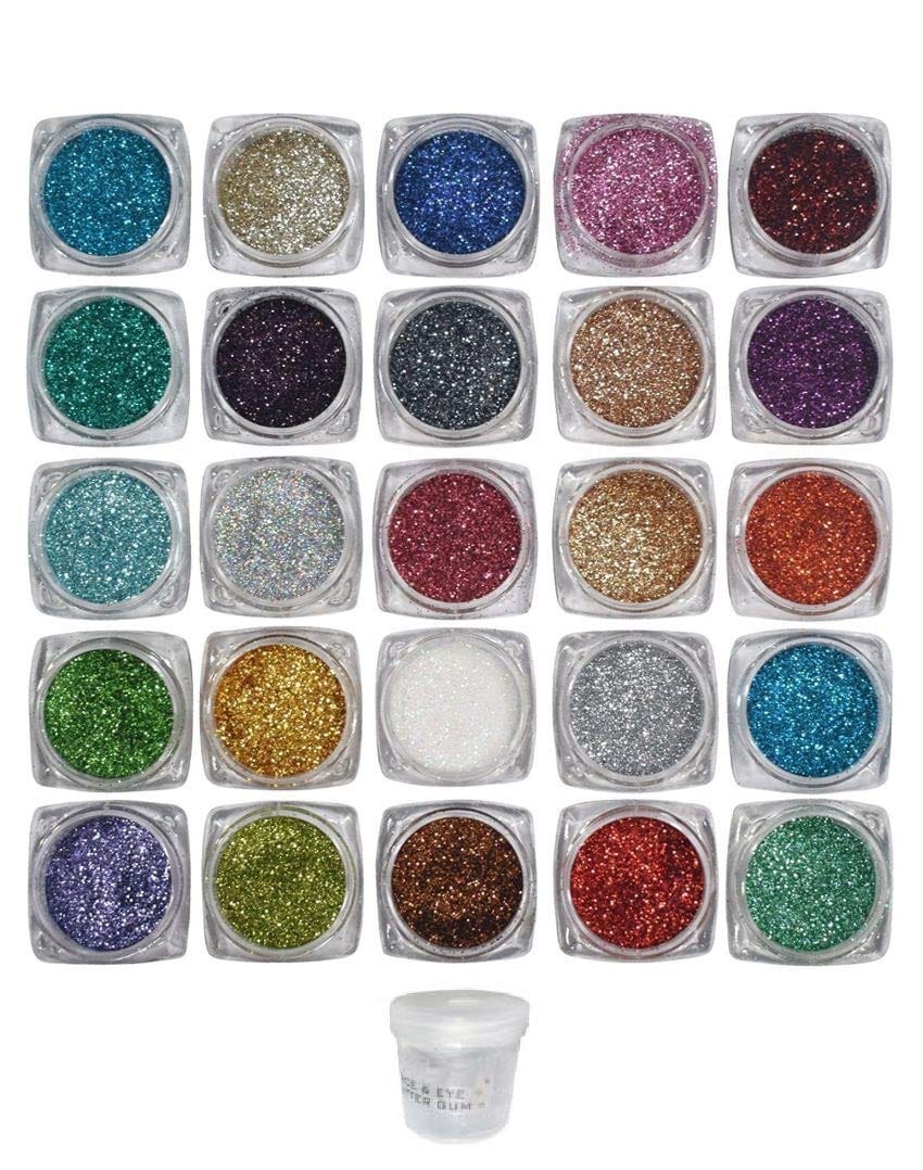 Elecsera Beauty Of Witness 25 multi shade Shimmer Glitter with Eye Glue/Gum 200 g (Multicolor)