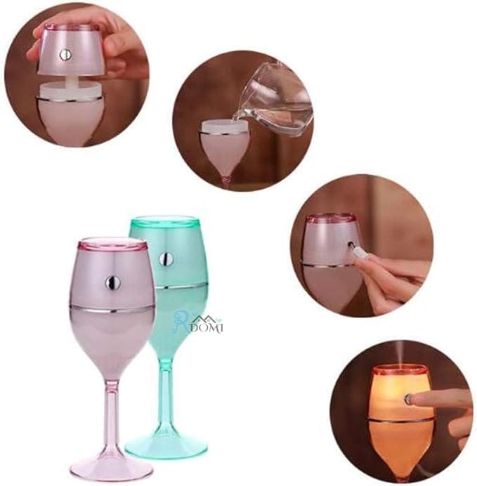 Wine Cup Humidifier 7 Color LED Night Lights USB Humidifier Aromatherapy Essential Oil Diffuser | Adjustable Mist Mode