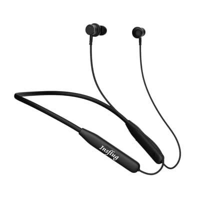 Rock 110 Wireless in Ear Neckband with Up to 60 hrs Playtime, Dual Device Pairing, ENx Tech, ASAP Charging, BTv5.3,IPX5,Type-C Interface & Magnetic Power Buds(Active Black), Tech41