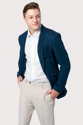 DapperEdge Textured Linen Blend Blazer for Men