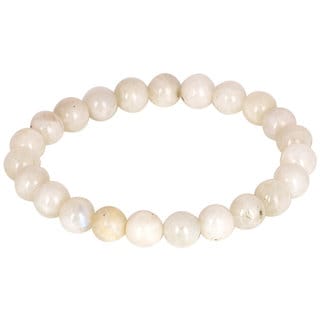 KESAR ZEMS Natural Off White Moon Stone Stretchable Bracelet Wrist Stylish Band For Unisex 10 x 2 x 1 CM Off White.