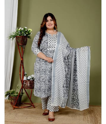 Avnii Cotton Printed Kurti With Pants Women's Stitched Salwar Suit - Cream ( Pack of 1 )